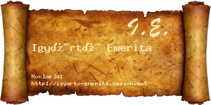 Igyártó Emerita névjegykártya